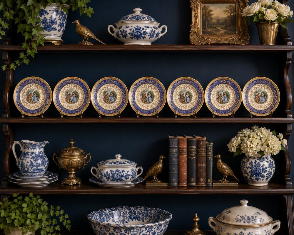 Vintage Taylor Smith & Taylor Bromley Berry Bowls Set of 7 22K Gold